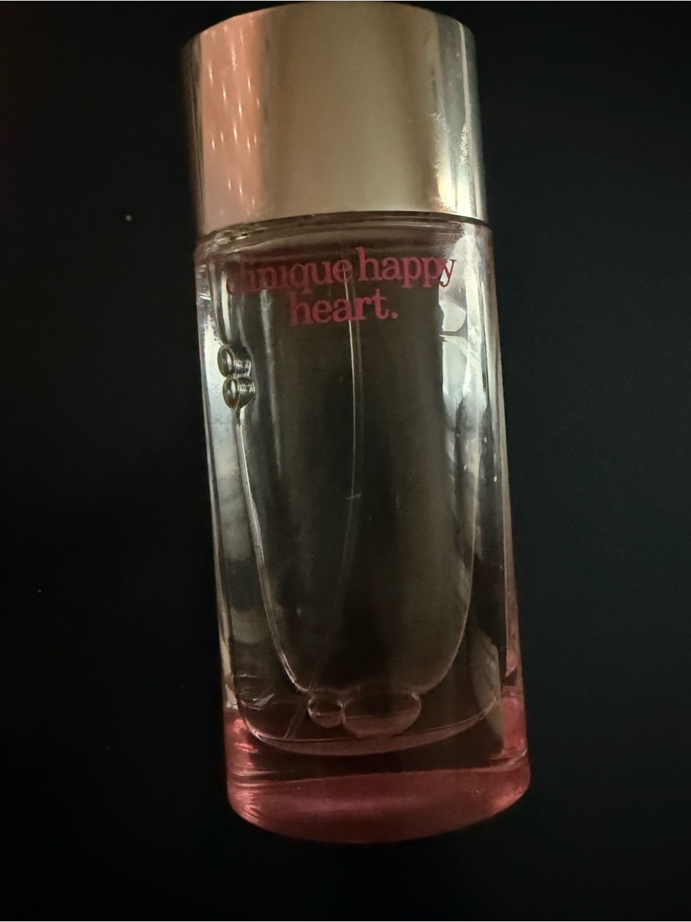 Clinique Clear Glass Fragrance Bottle with Pink Accents